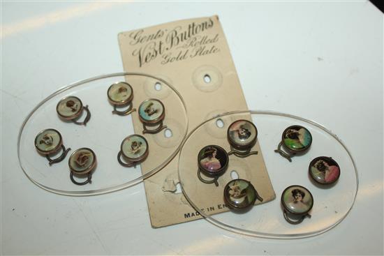 2 sets of buttons - 1 of dogs, other figurative